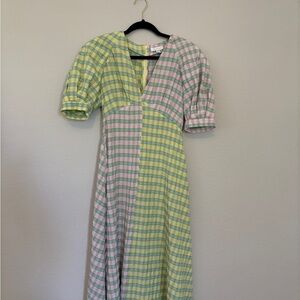 Topshop Pink and Green Plaid Dress